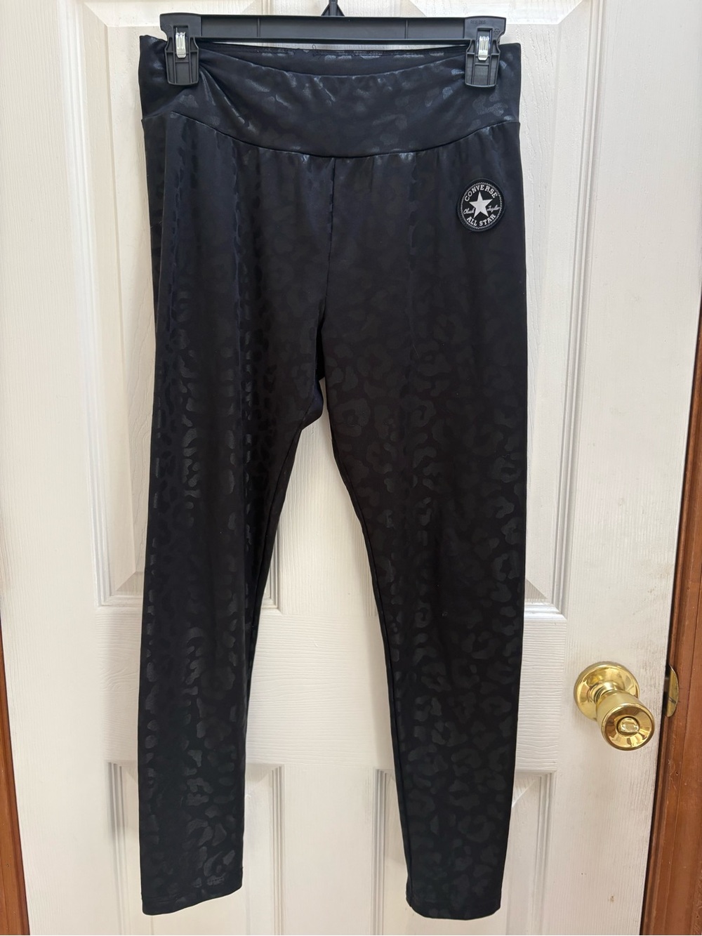 Converse Black Leopard-Print Active Leggings